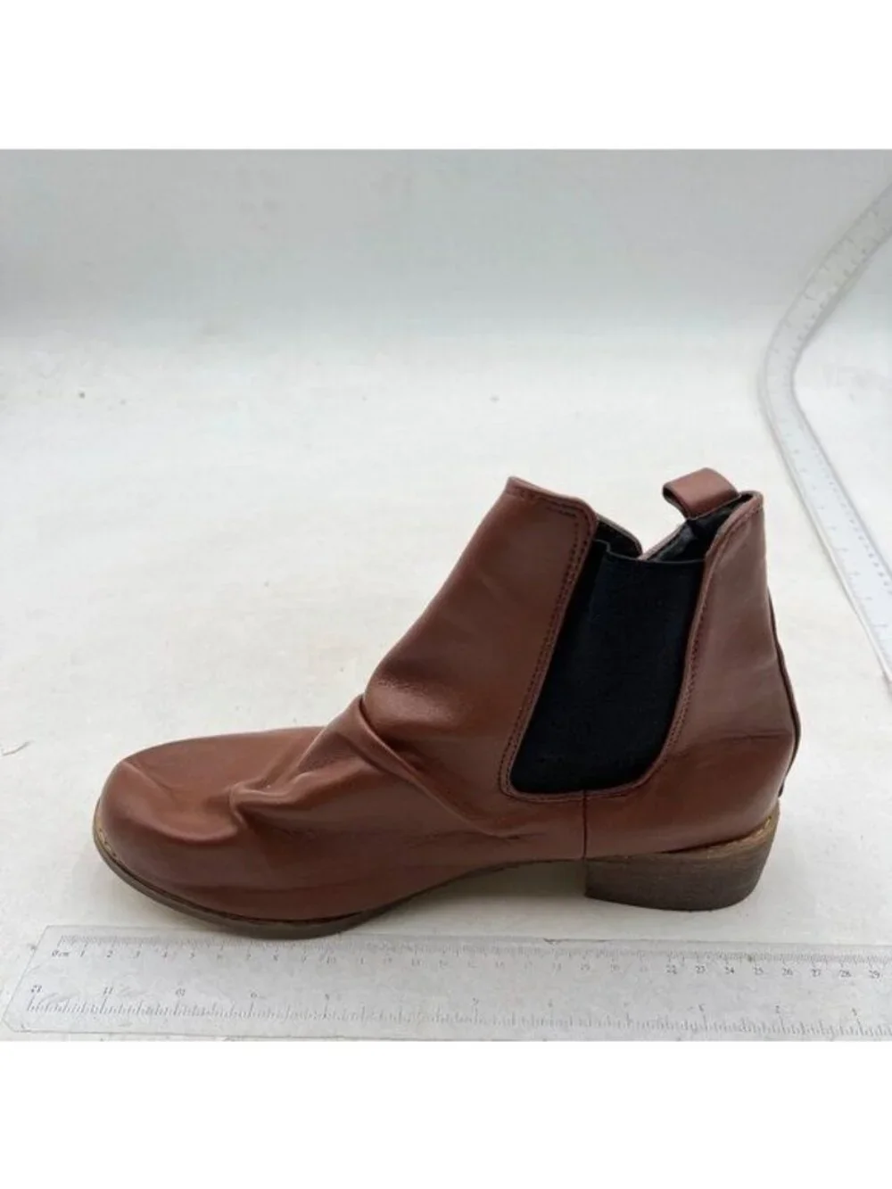 Women's Low Heel Ankle Boots Fashion Slip On Elastic Fall Booties Shoes Brown